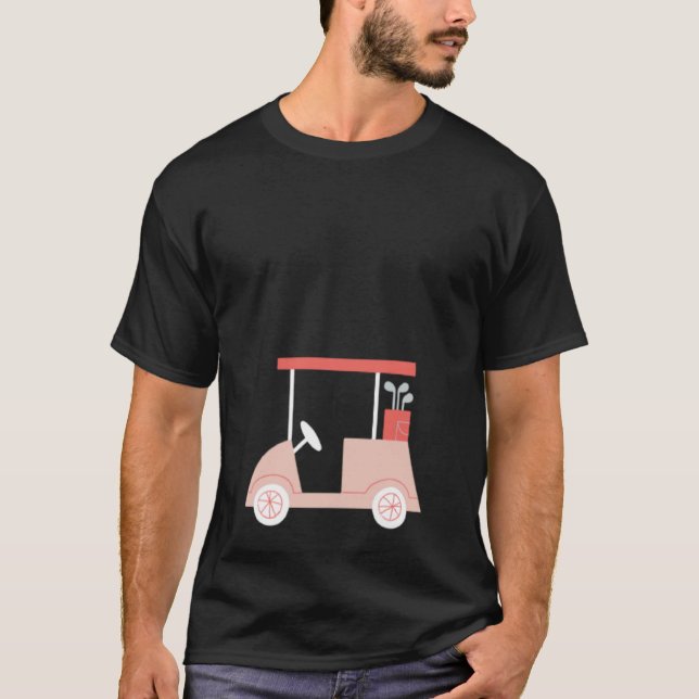 Camiseta Carro de golf rosado para las mujeres de Cute Golf (Anverso)