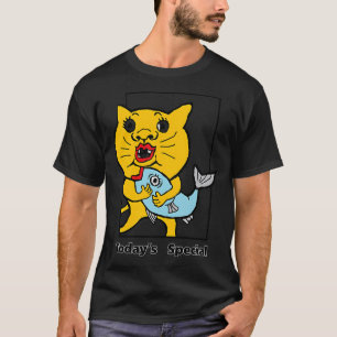 Camiseta Carro de pescado kawaii con rayas negras y amarill