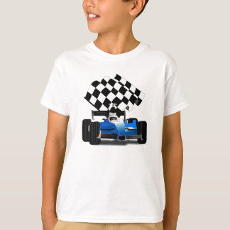 Camiseta Carro de raza azul con bandera verificada