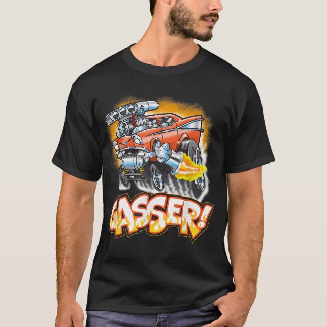 Camiseta Carro de soplo de Carreras de arrastre Hot Rod Gas (Anverso)