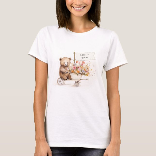 Camiseta Carro de Teddy Floral de cultivo local para la Mam (Anverso)