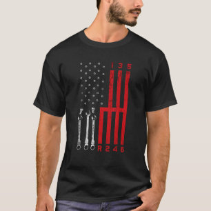 Camiseta Carro Mecánico de cambio Engranaje Bandera America