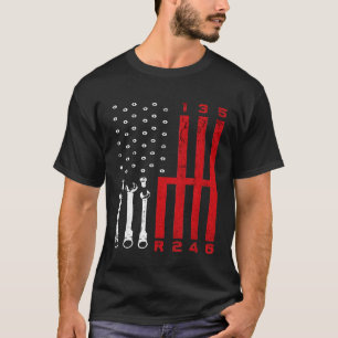 Camiseta Carro Mecánico de cambio Engranaje Bandera America