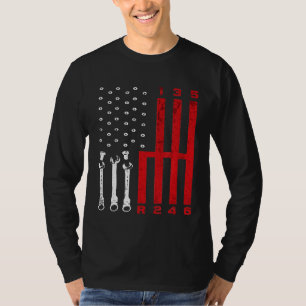 Camiseta Carro Mecánico de cambio Engranaje Bandera America