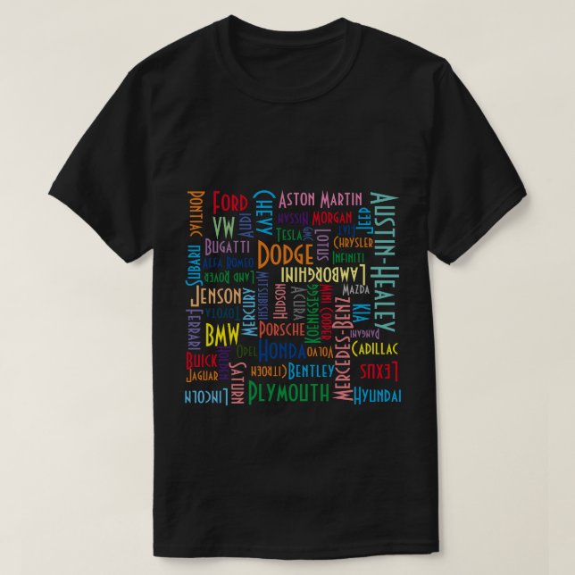 Camiseta Carro Nombre del rompecabezas T-Shirt (Diseño del anverso)