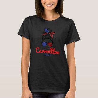 Camiseta Carrollton Texas Moño Desordenado Retro