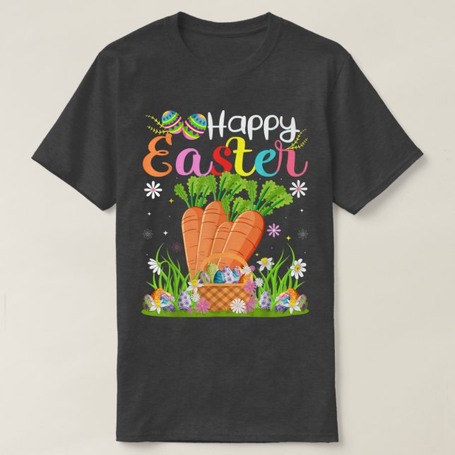 Camiseta Carrot Bunny Egg Hunt Funny Carrot Feliz Pascua (Diseño del anverso)