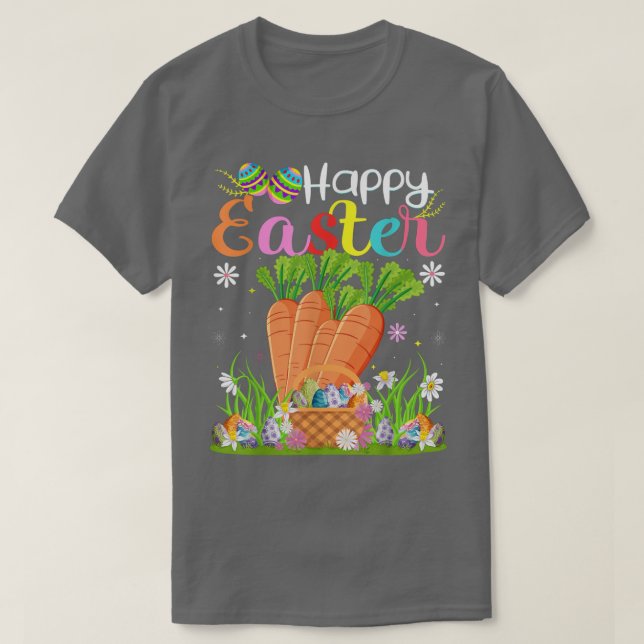 Camiseta Carrot Bunny Egg Hunt Funny Carrot Feliz Pascua (Diseño del anverso)