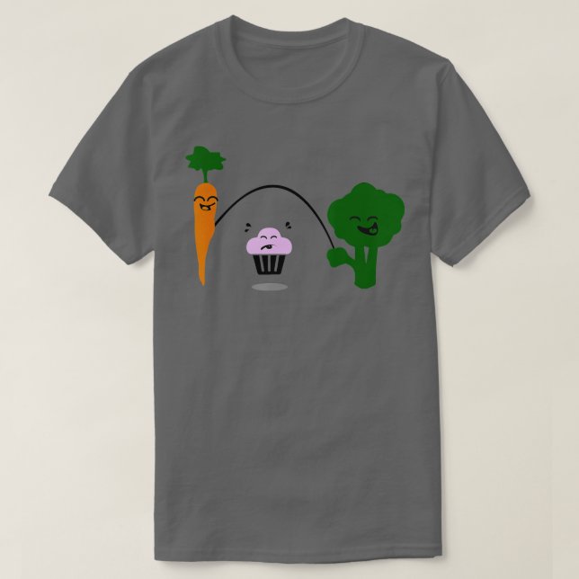 Camiseta Carrot Cupcake Broccoli Funny Jump Rope Fitness (Diseño del anverso)