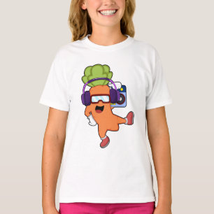 Camiseta Carrot en la música con auriculares