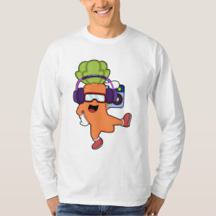 Camiseta Carrot en la música con auriculares