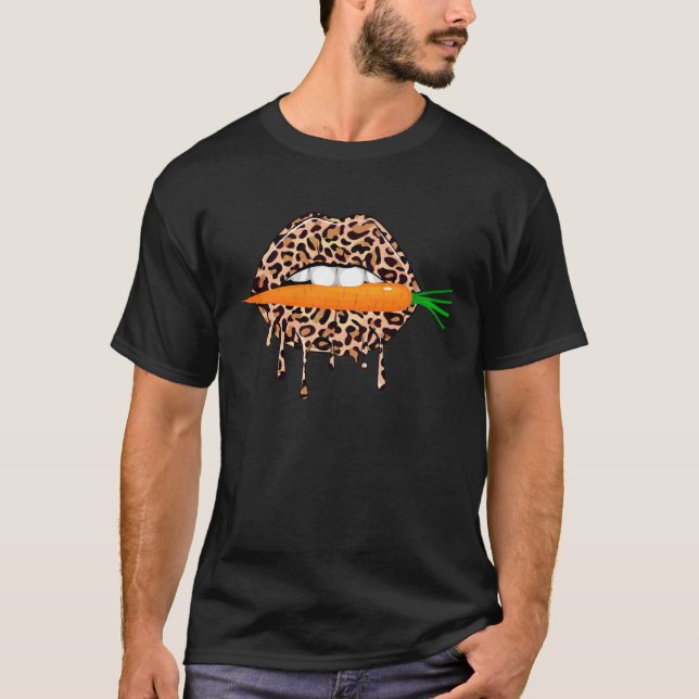 Camiseta Carrot Leopard Print Lips Funny Vegan Vegetarian V (Anverso)