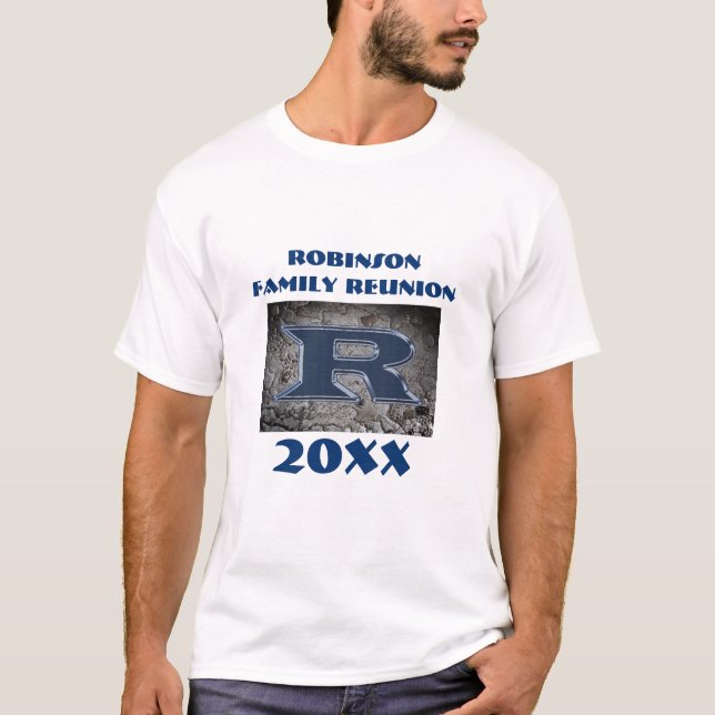 Camiseta Carta azul R Monograma de Reunión de Familia Rusa (Anverso)