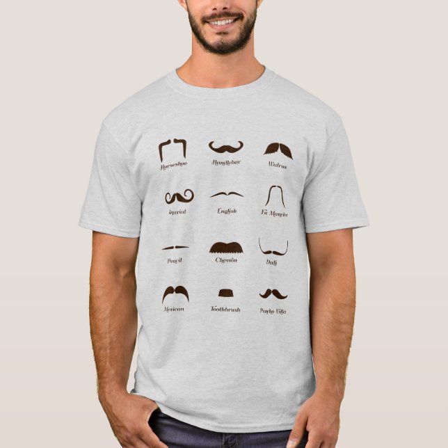 Camiseta Carta de la identificación del estilo del bigote (Anverso)