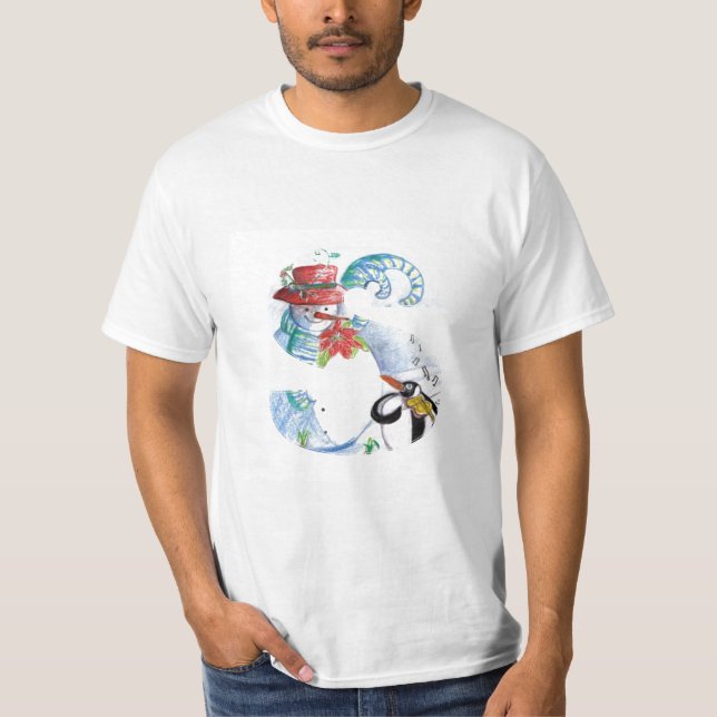 Camiseta CARTA DE navidades, MONOGRAMA SERENNADO DE PENGUIN (Anverso)