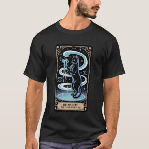 Camiseta Carta de Tarot de Acuario Gato Negro Zodíaco Míst