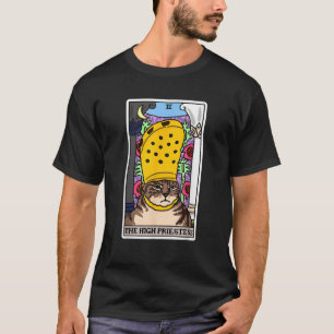 Camiseta Carta de Tarot de Gata Sacerdotisa Alta Gata Meme