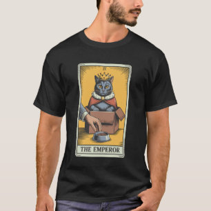 Camiseta Carta de Tarot de Gato El Emperador Gato en Caja A