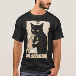Camiseta Carta de Tarot de la Muerte Gato Negro Halloween B