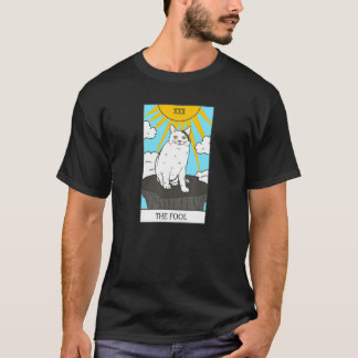 Camiseta Carta de Tarot del Gato El Loco Felino Sonriendo