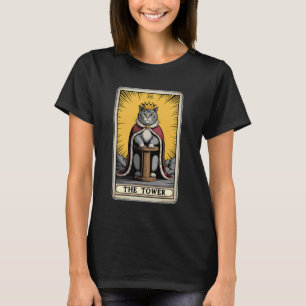 Camiseta Carta de Tarot del Gato La Torre Árbol Poste para