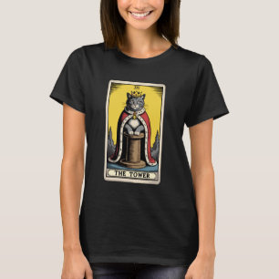 Camiseta Carta de Tarot del Gato La Torre Poste de Rascar Á