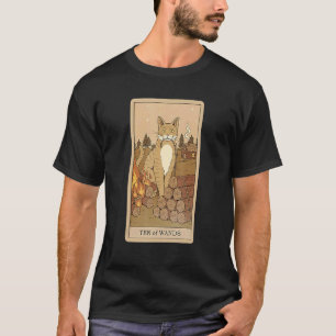 Camiseta Carta de Tarot Diez de Bastos y Gato Gráfico Cósmi