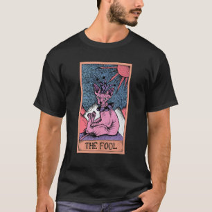 Camiseta Carta de Tarot El Loco y Gato Sphynx Gráfico Ocult