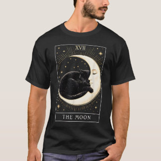 Camiseta Carta de Tarot Gato Gótico y Creciente