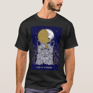 Camiseta Carta de Tarot Gato y Luna Ocultismo Gótico