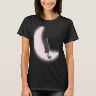Camiseta Carta de Tarot Luna Creciente y Gato Negro