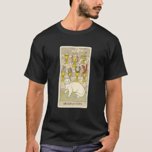 Camiseta Carta de Tarot Siete de Copas y Gato Gráfico Cósmi