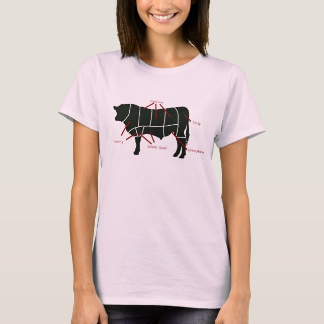 Camiseta ¡Carta del carnicero de la carne de vaca - carne (Anverso)