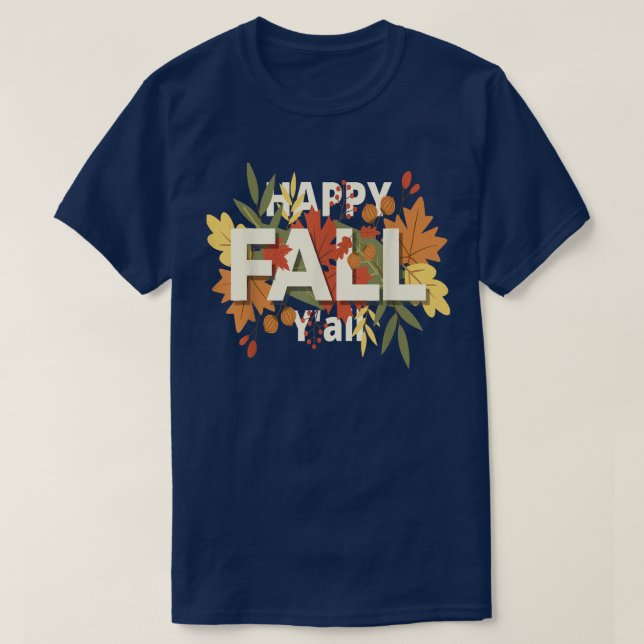 Camiseta Carta Feliz otoño de Halloween Tee hojas de otoño (Diseño del anverso)
