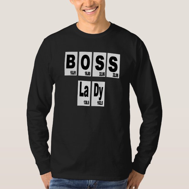 Camiseta Carta gráfica periódica de química de Boss Lady (Anverso)