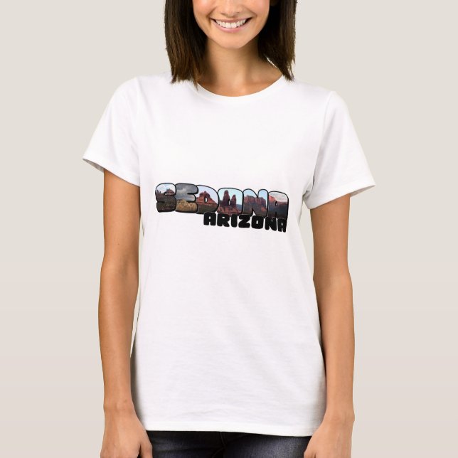 Camiseta Carta grande de Sedona Arizona - Vistas a la monta (Anverso)