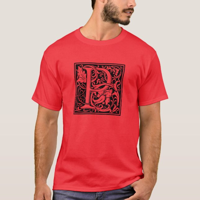 Camiseta Carta P Monograma medieval Art Nouveau (Anverso)