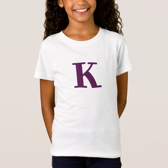 Camiseta Carta púrpura inicial moderna (Anverso)