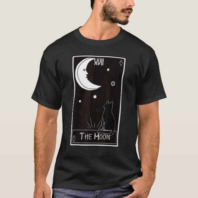 Camiseta Carta Tarot Luna Gato Negro (Anverso)