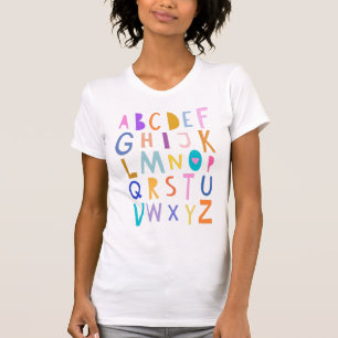 Camiseta Cartas ABC de aprendizaje de alfabeto hueco y colo