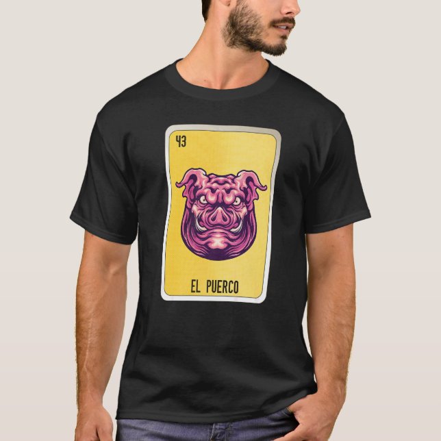 Camiseta Cartas de bingo de jerga mexicana El Puerco (Anverso)