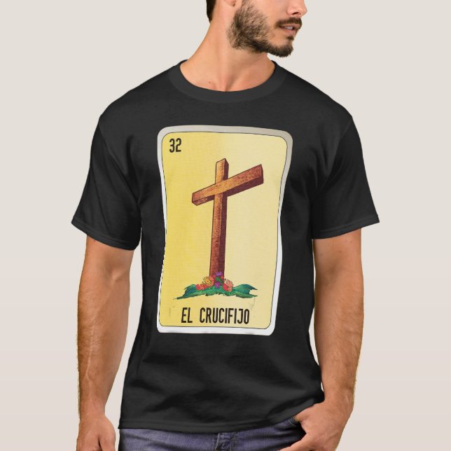 Camiseta Cartas de Bingo de la lotería mexicana El Crucifij (Anverso)