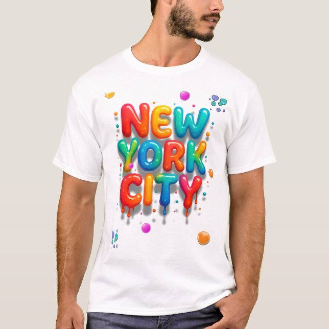 Camiseta Cartas de burbujas de la ciudad de Nueva York (Anverso)