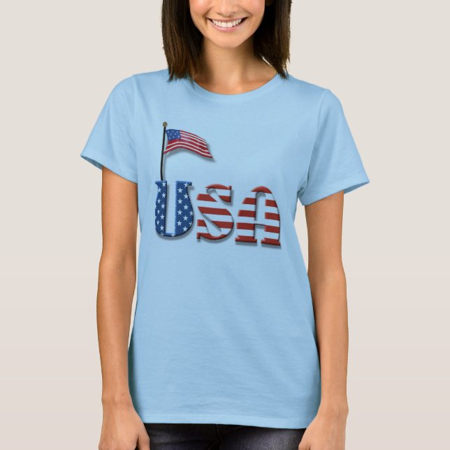 Camiseta Cartas de Estados Unidos y bandera estadounidense (Anverso)
