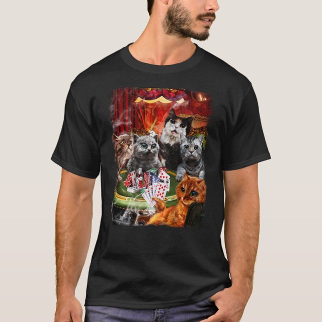 Camiseta Cartas de gato jugando póquer (Anverso)