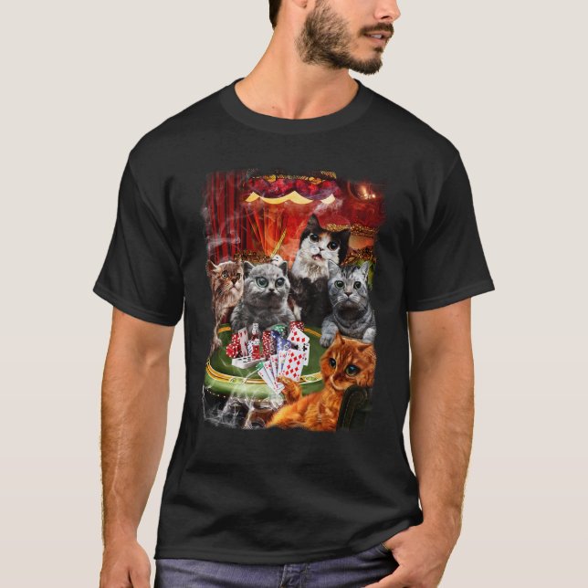 Camiseta Cartas de gato jugando póquer (Anverso)
