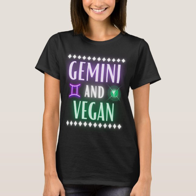 Camiseta Cartas de Gemini y Vegan Neon (Anverso)