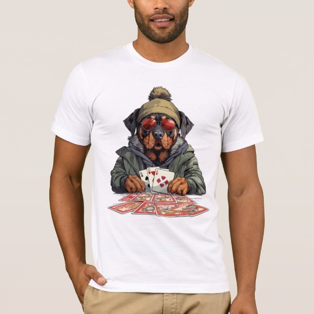 Camiseta Cartas de juego de perros Rottweiler (Anverso)