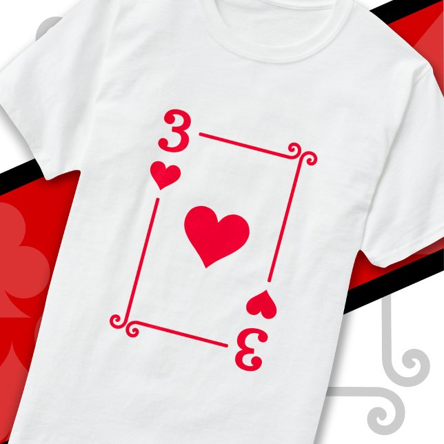 Camiseta Cartas de juego Rastrean tres cartas 3 de corazone (Subido por el creador)
