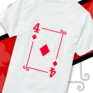 Camiseta Cartas de juego Rastreo de cuatro cartas 4 de diam